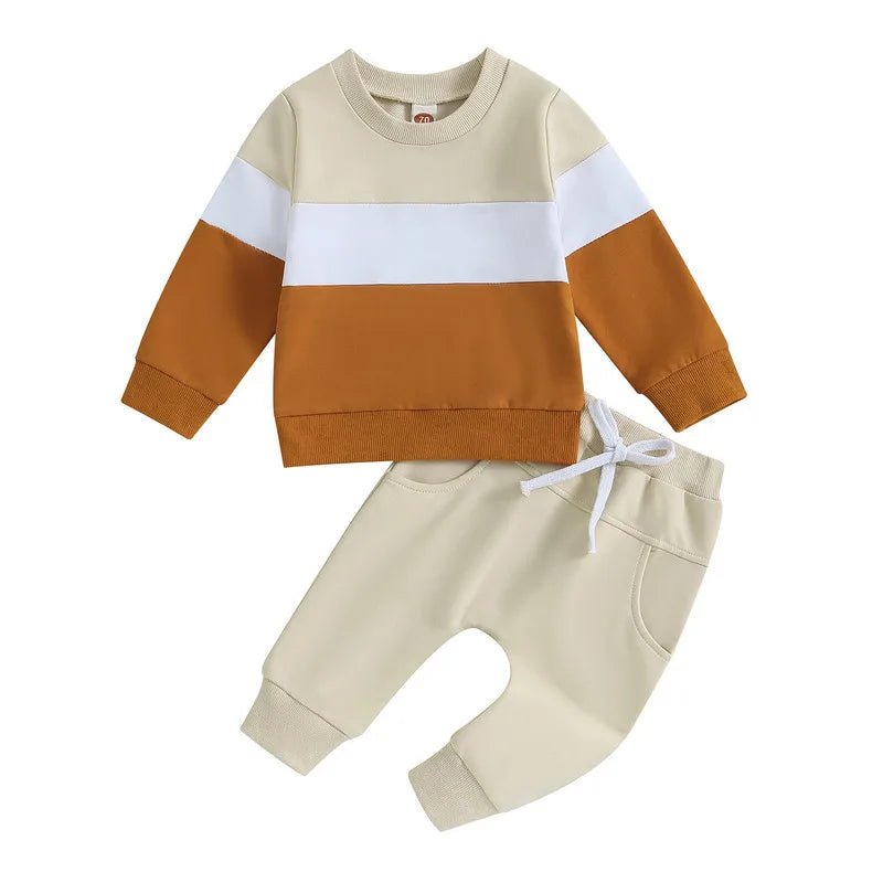 Newborn Baby Boy Pant Sets Autumn Clothes Contrast Color in USA