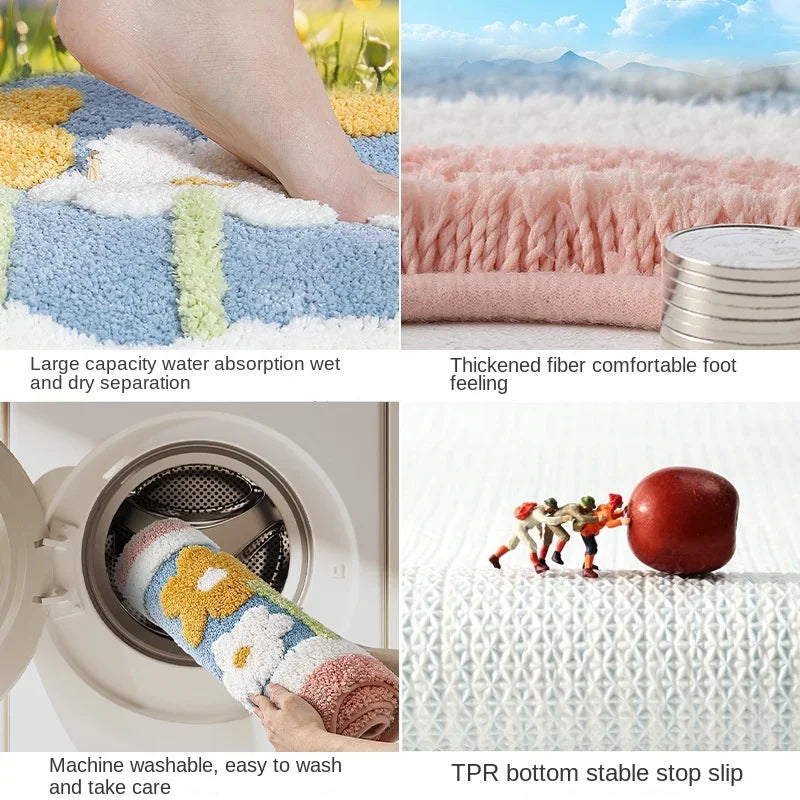 Bathroom Rug Soft Pink Cute Bath Mat Absorbent Microfiber in USA.