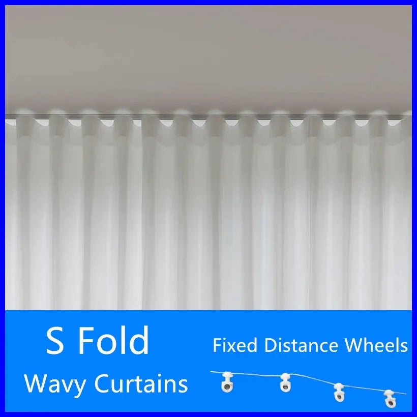 S Fold Wavy Curtains Super Soft Snow Pure White Window IN USA.