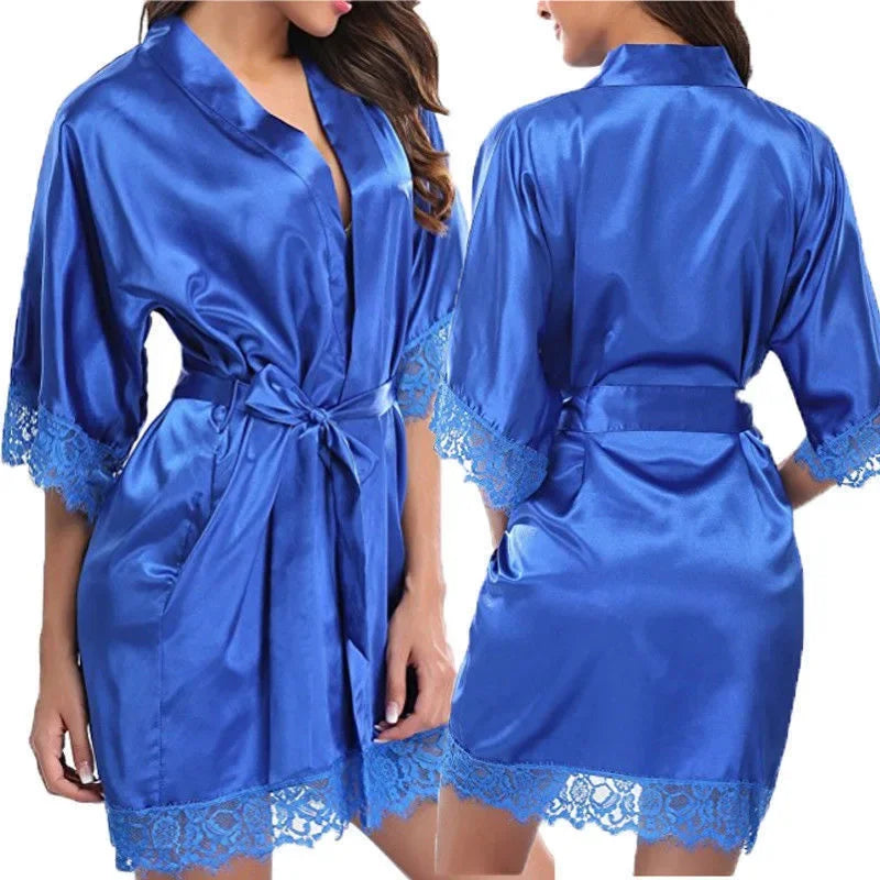 Women's Underwear Glossy Robe Pajamas Ice Silk in USA