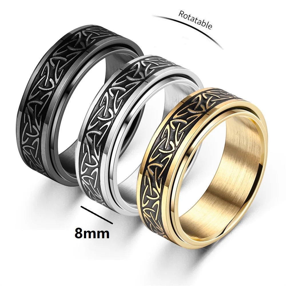 Viking Celtic Knot Rune Rotating Anxiety Joint Ring Men in USA