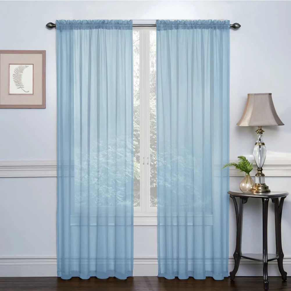 Soild Color Sheer Curtains Semi Transparent Voile Grommet in USA