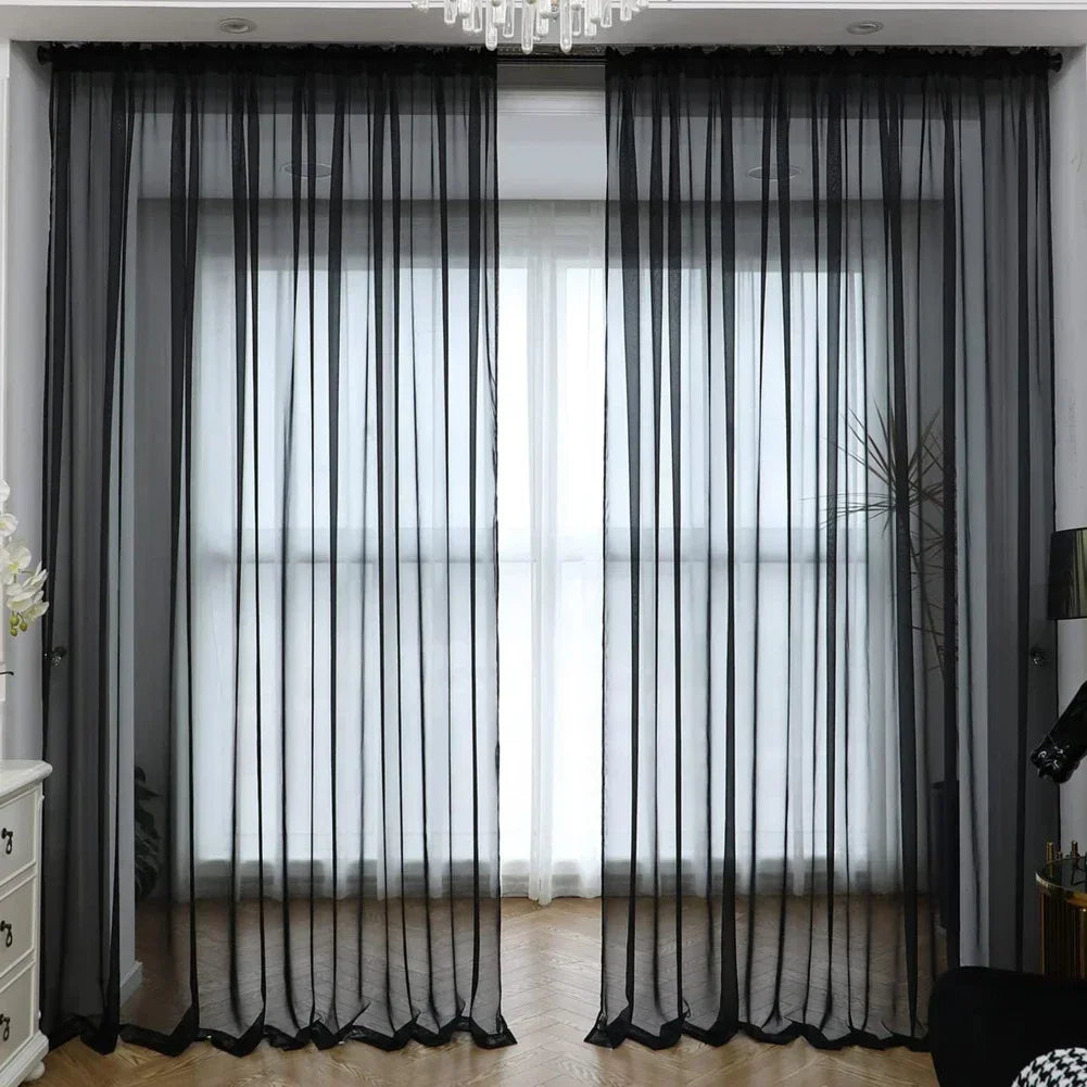 Shading Solid White Sheer Curtains Living Room Decoration in USA