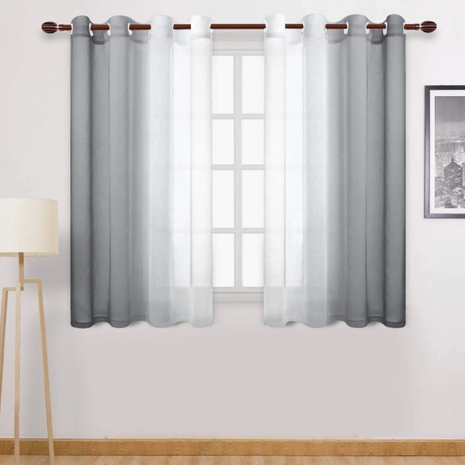 Modern Gradient Color Curtain Tulle Decorative Sheer Curtains IN USA.