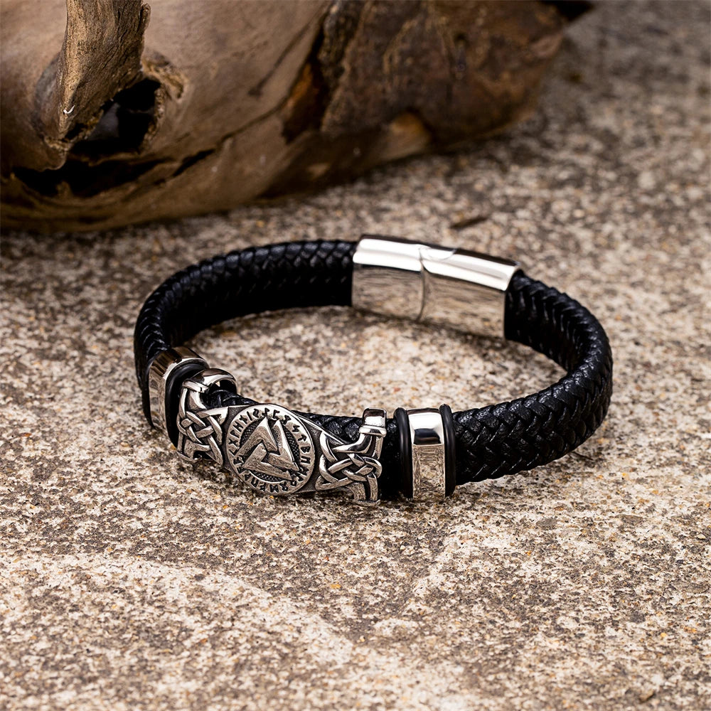 Norse Rune Hrungnir's Heart Genuine Leather Bracelet in USA