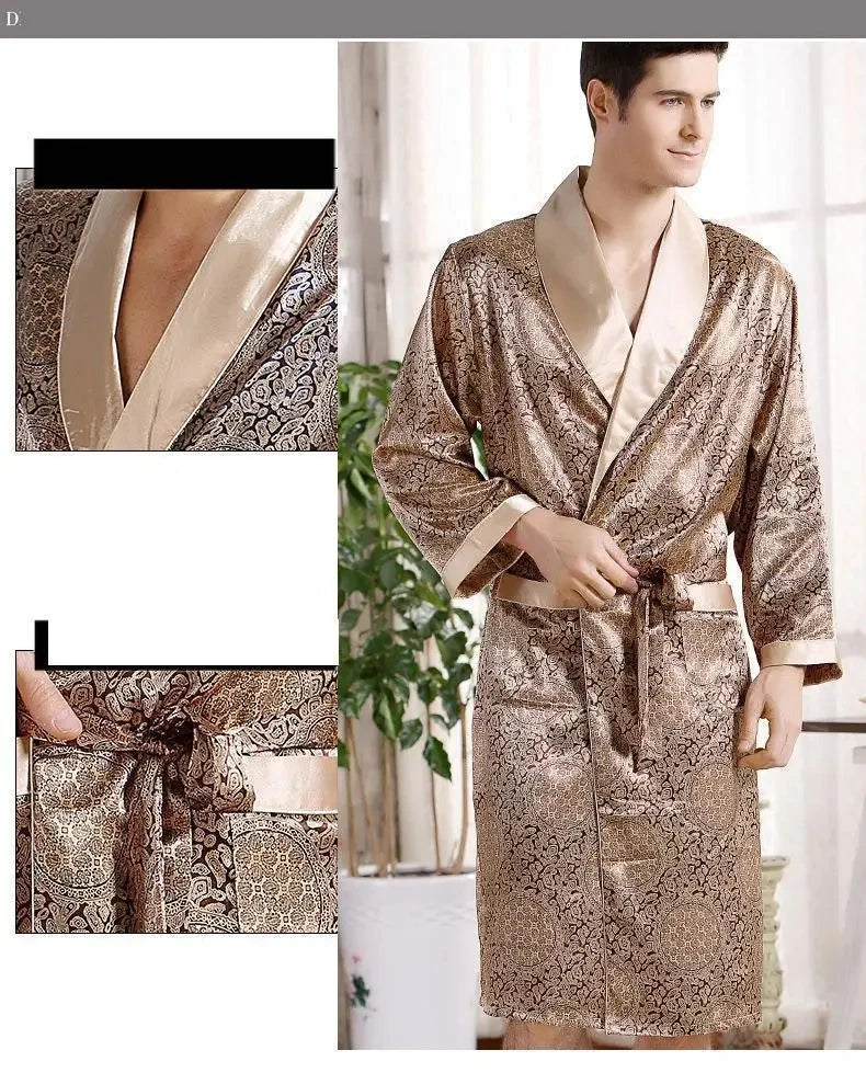 Bathrobe Silk Long Dressing Gown Plus Size Sleepwear in USA