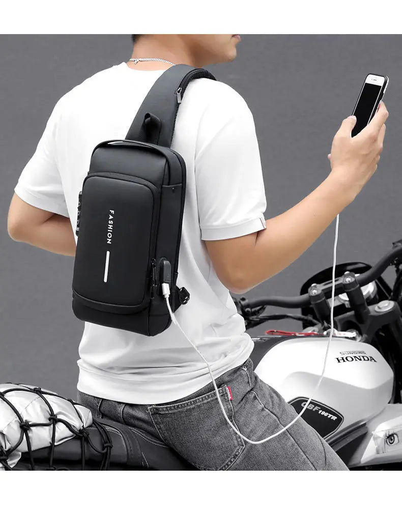 Men Anti Theft Chest Bag Shoulder Bags USB Charging in USA