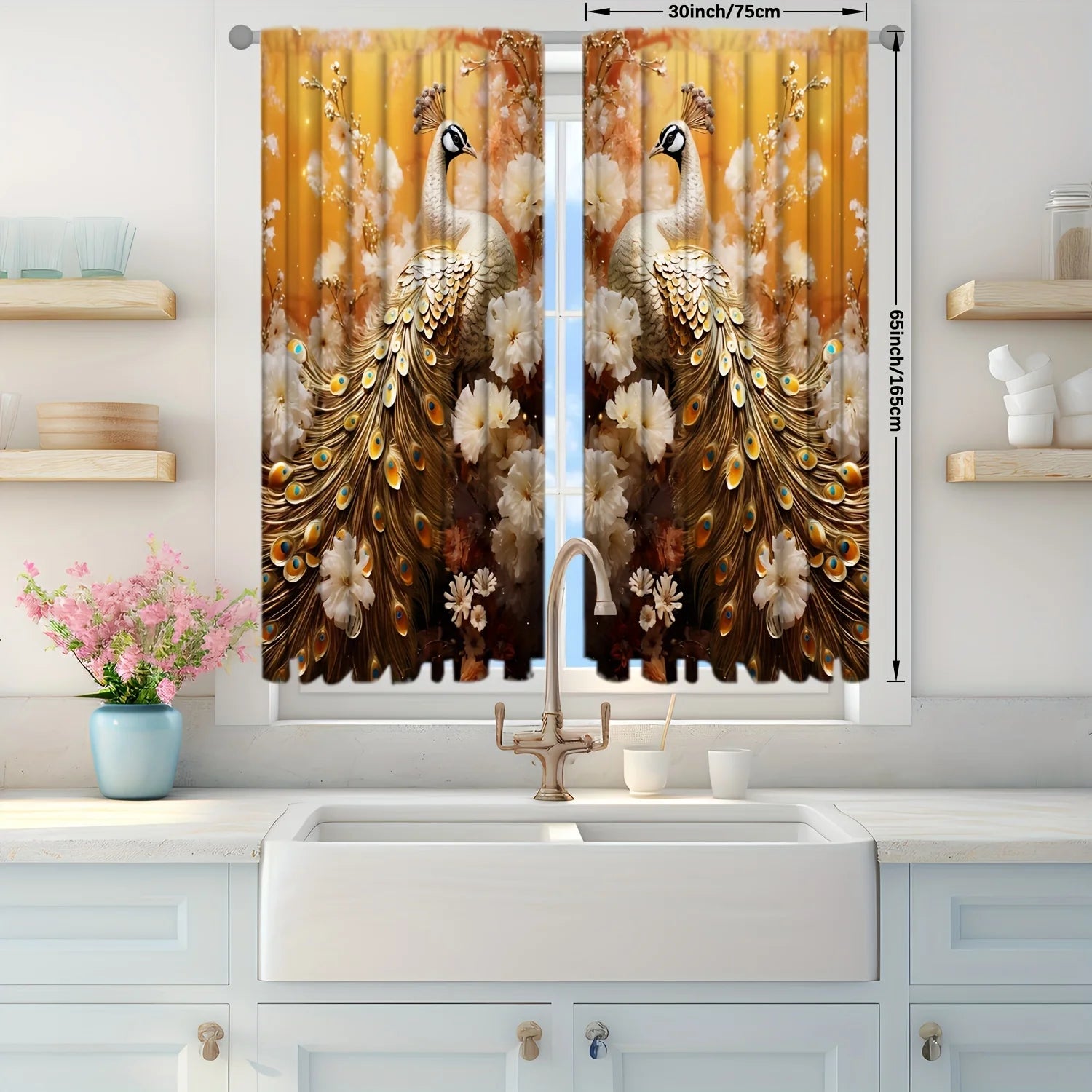 Luxury Style Peacock Printed Curtain Home Decor in USA