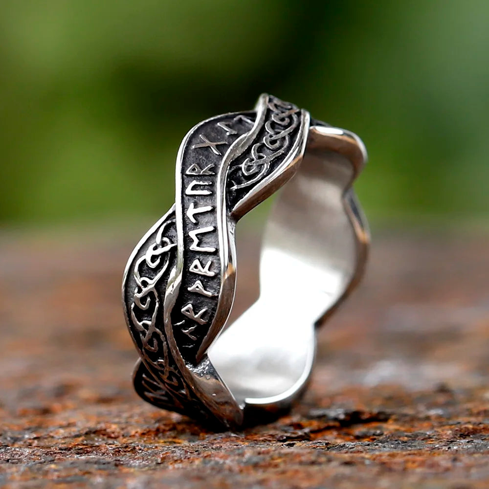 Stainless Steel Viking Nordic Celtic Festival Runes Ring in USA