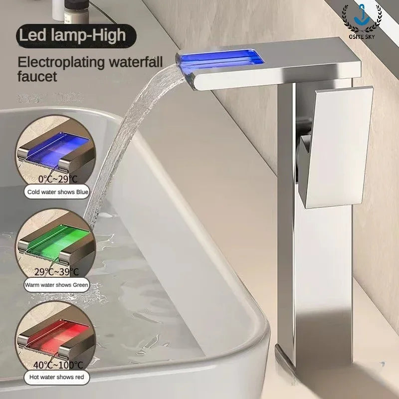 LED Light Waterfall Faucet Water Flow Power Generation