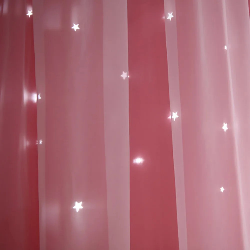 Bright Double Layer Blackout Star Hollow Curtains in USA