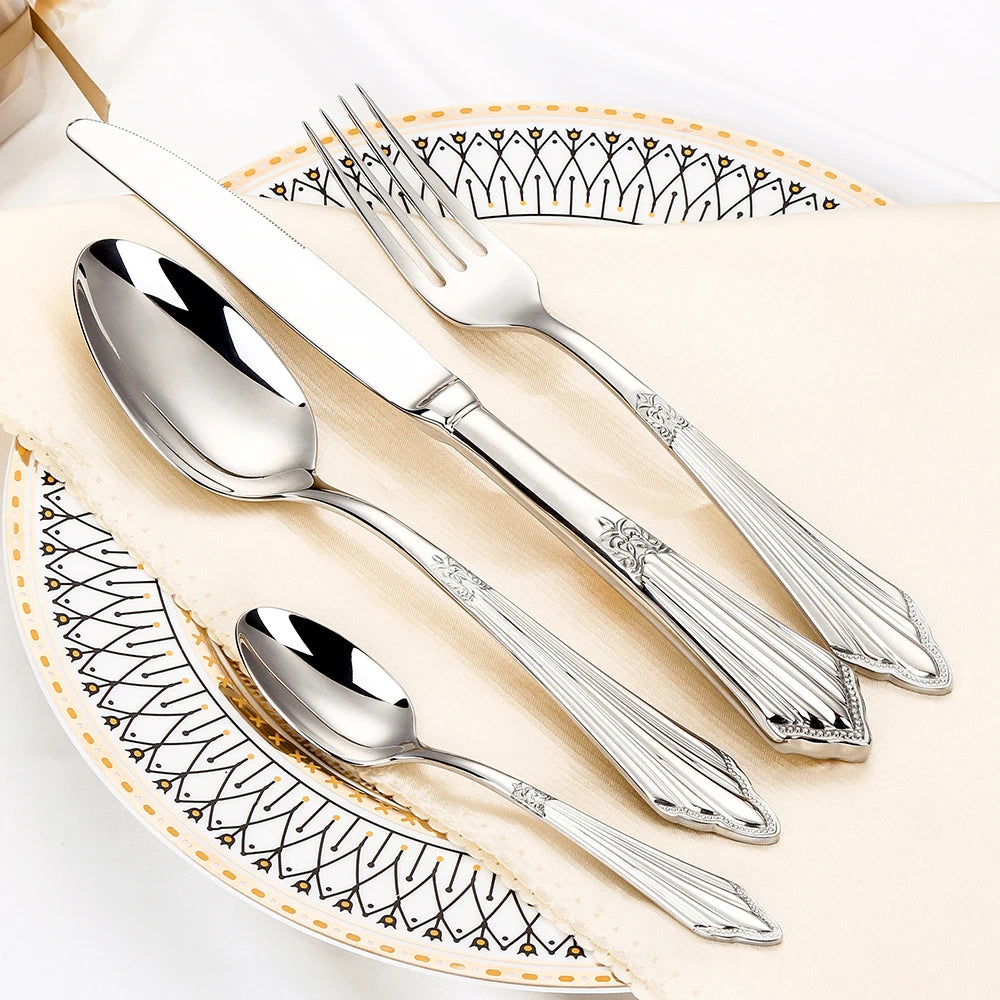 PCS Luxury Gold Plated Flatware Set Dishwasher Safe