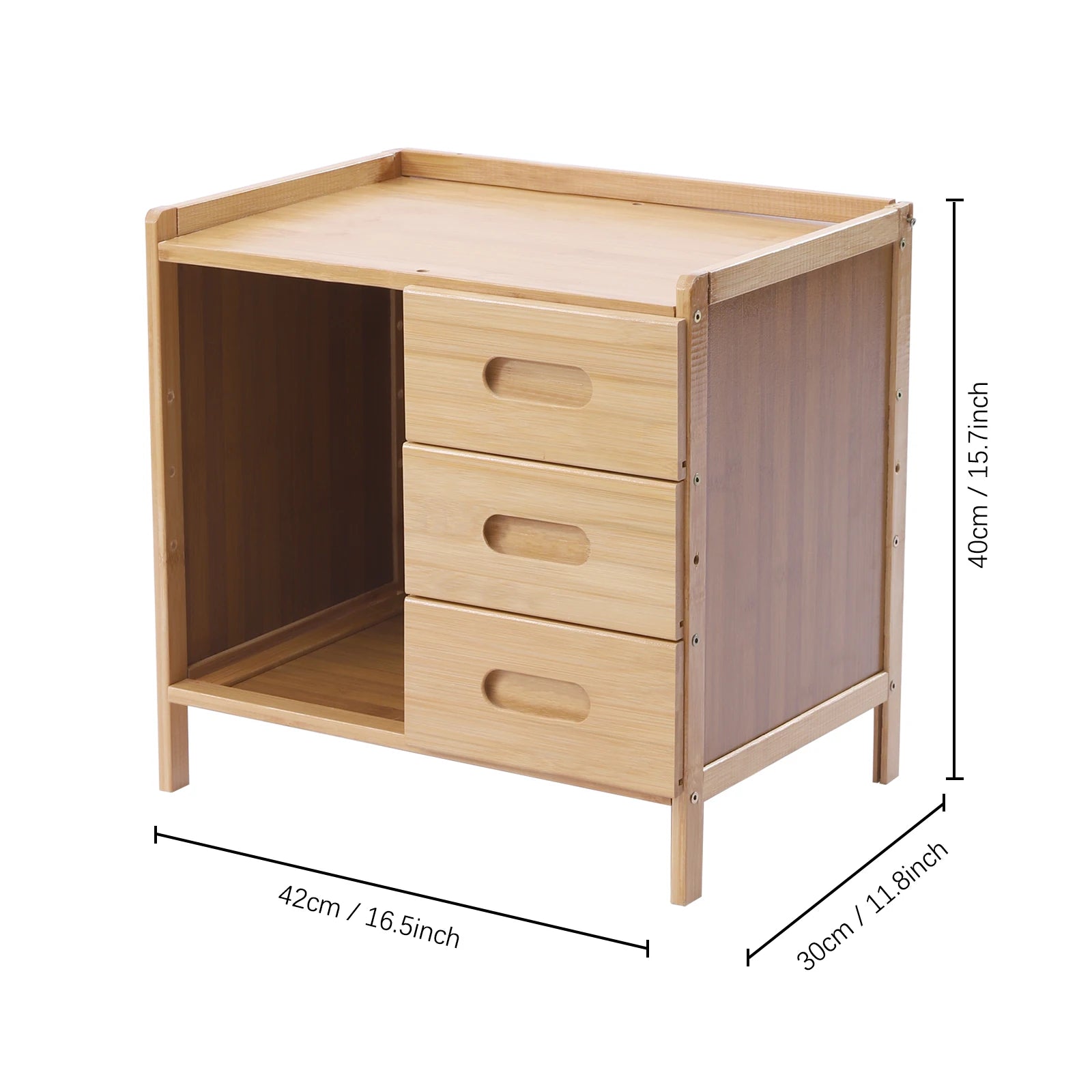 Drawer Modern Bamboo Nightstand Side Table Bedroom IN USA.