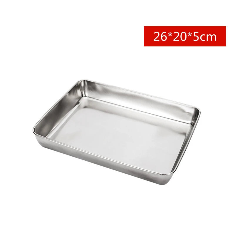 Thicken Stainless Steel Food Storage Tray Rectangular in USA.