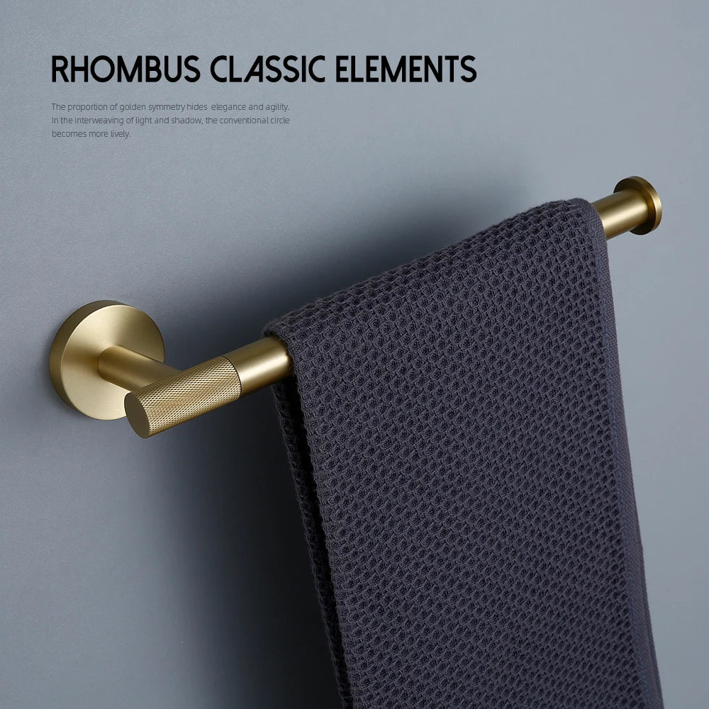 Bathroom Hardware Accessories Set Brushed Gold Knurled