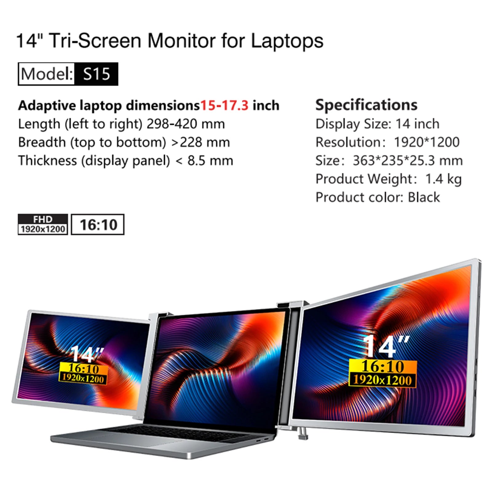 Portable Triple-screen Monitor Laptop Expansion Screen IN USA.