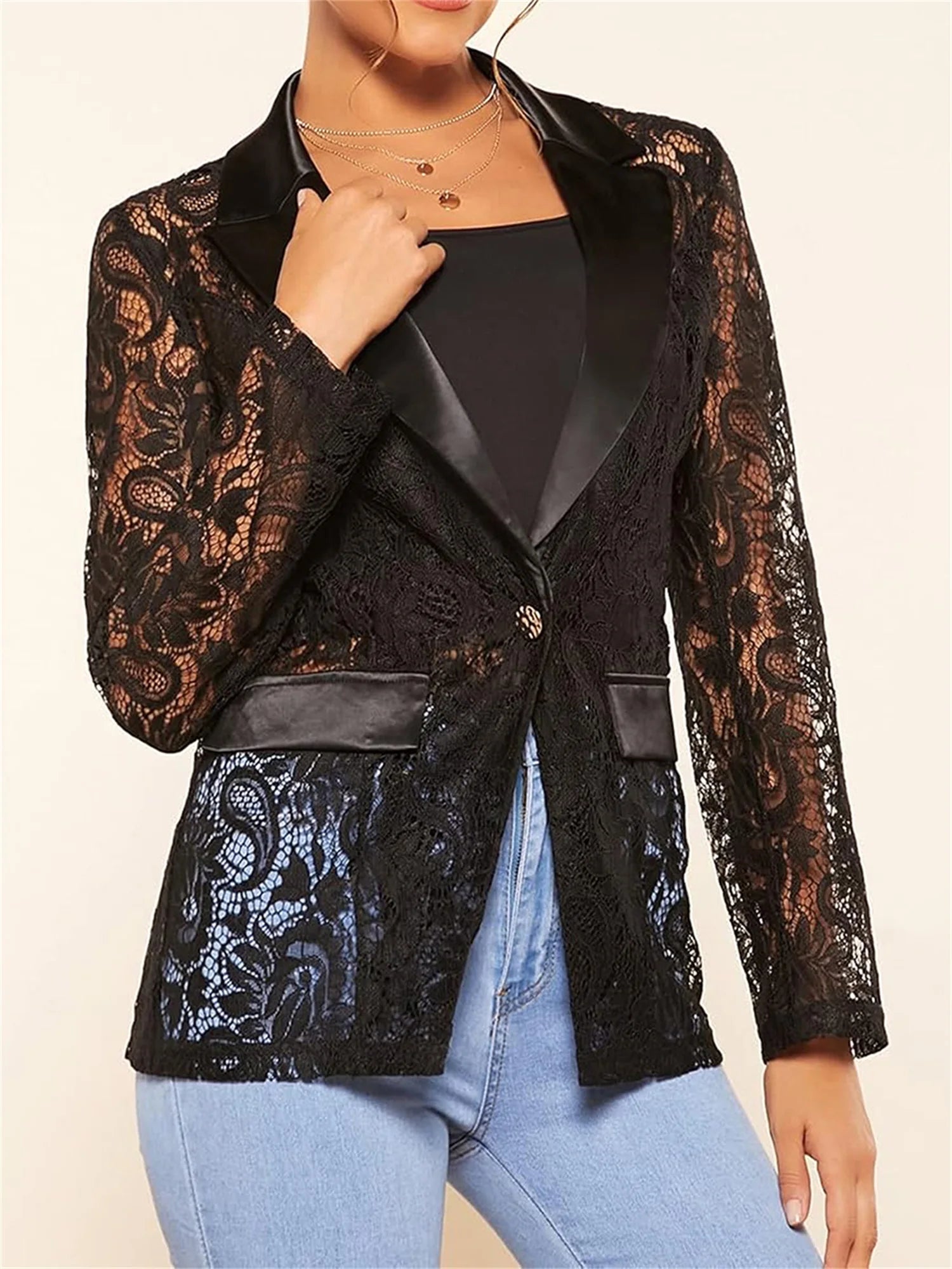 Women s Fashion Blazer Solid Color Open Front Lapel IN USA.