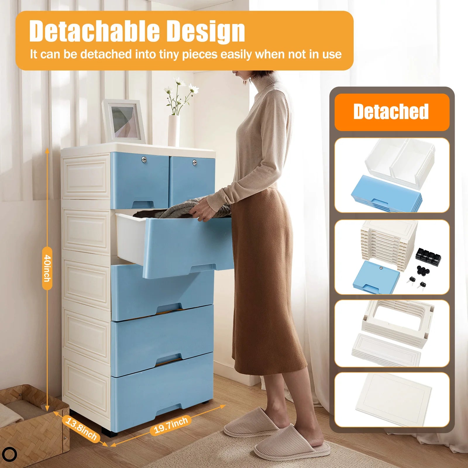 Cabinet Drawers Mobile Box Wardrobe Storage Rack IN USA.