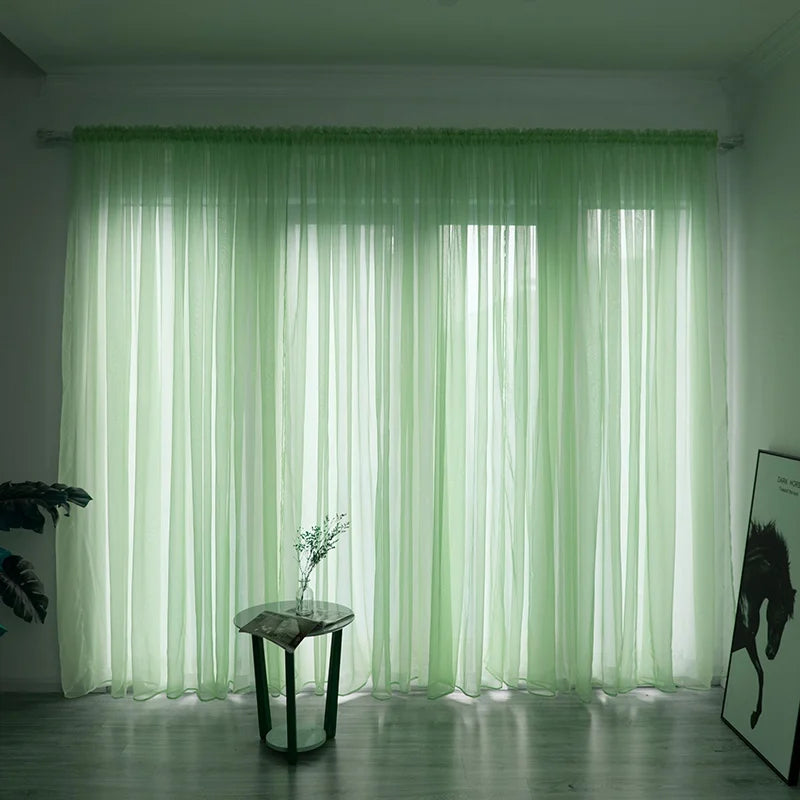 Solid White Tulle Sheer Window Curtains Living Room Bedroom in USA