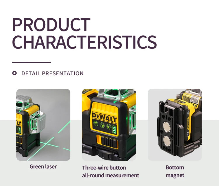 Dewalt 3 Sides*360 Degree Vertical 12 Lines Laser Level Horizontal Gre