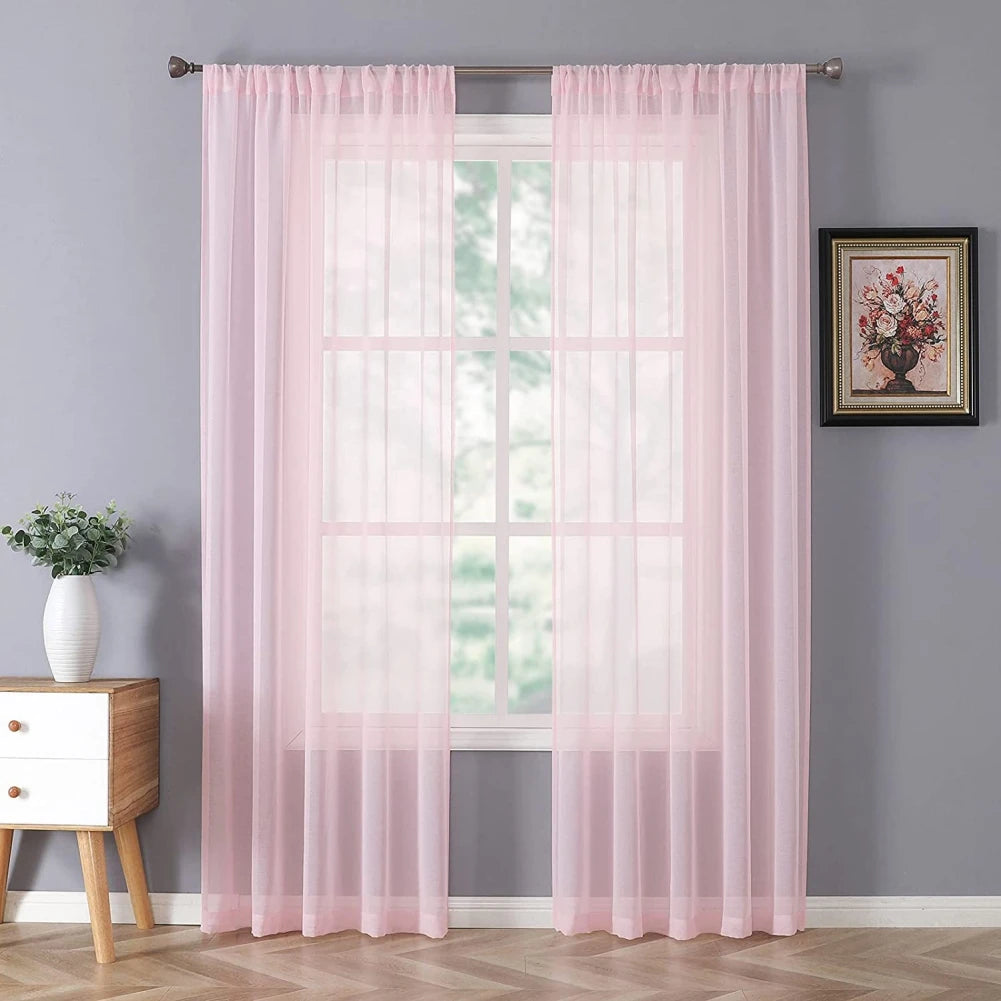 Soild Color Sheer Curtains Semi Transparent Voile Grommet in USA