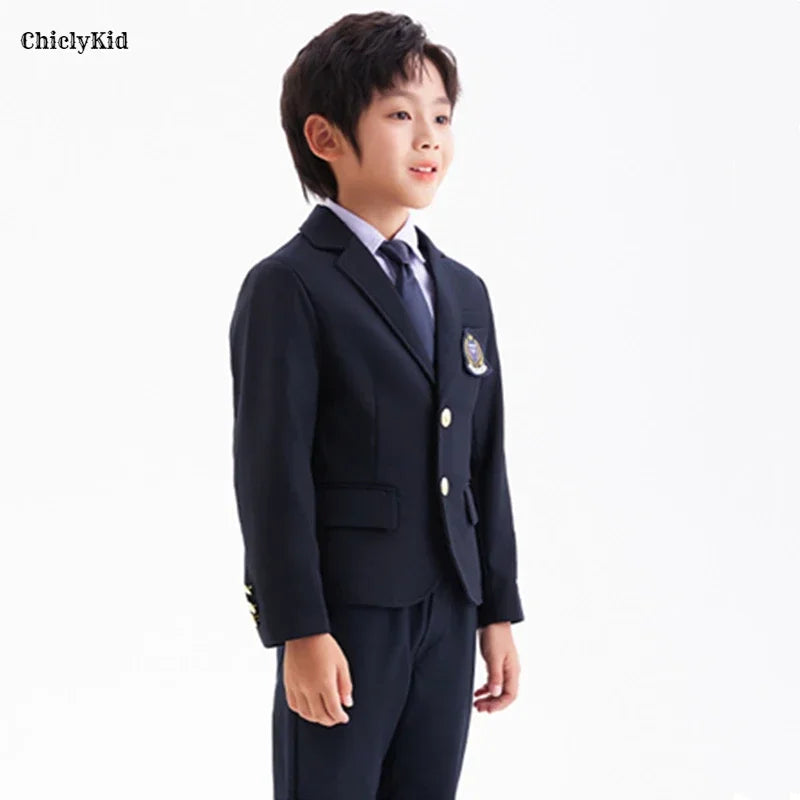 Children School Uniform Girls Jacket Pleated Skirt Suits Boys in USA