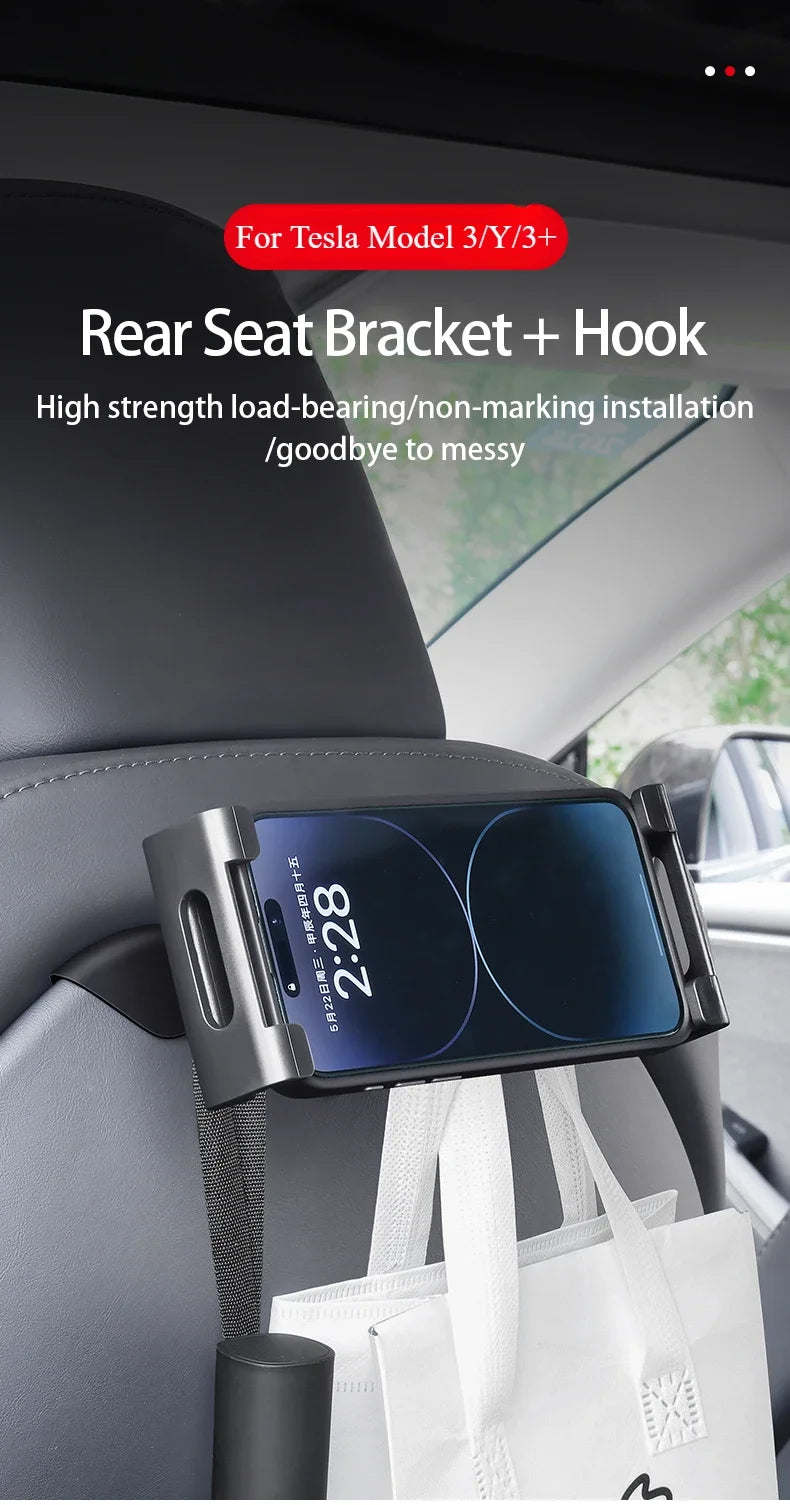 Car Back Seat Headrest Mount Holder For Tesla Model 3/Y/S/3+ 360 Rotat