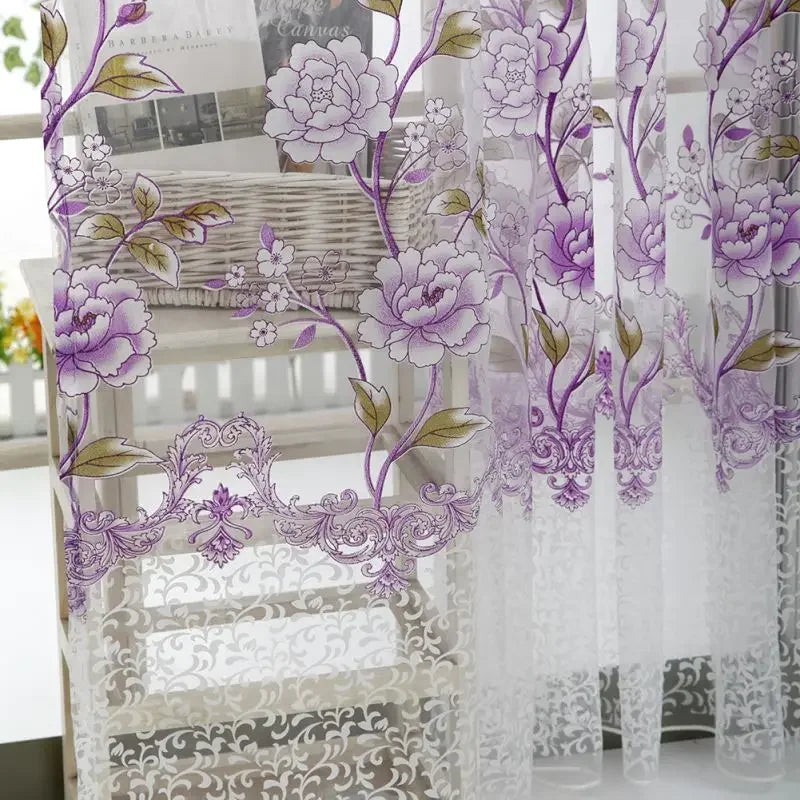 Peony Tulle Curtains Kitchen Door Window Living Room in USA