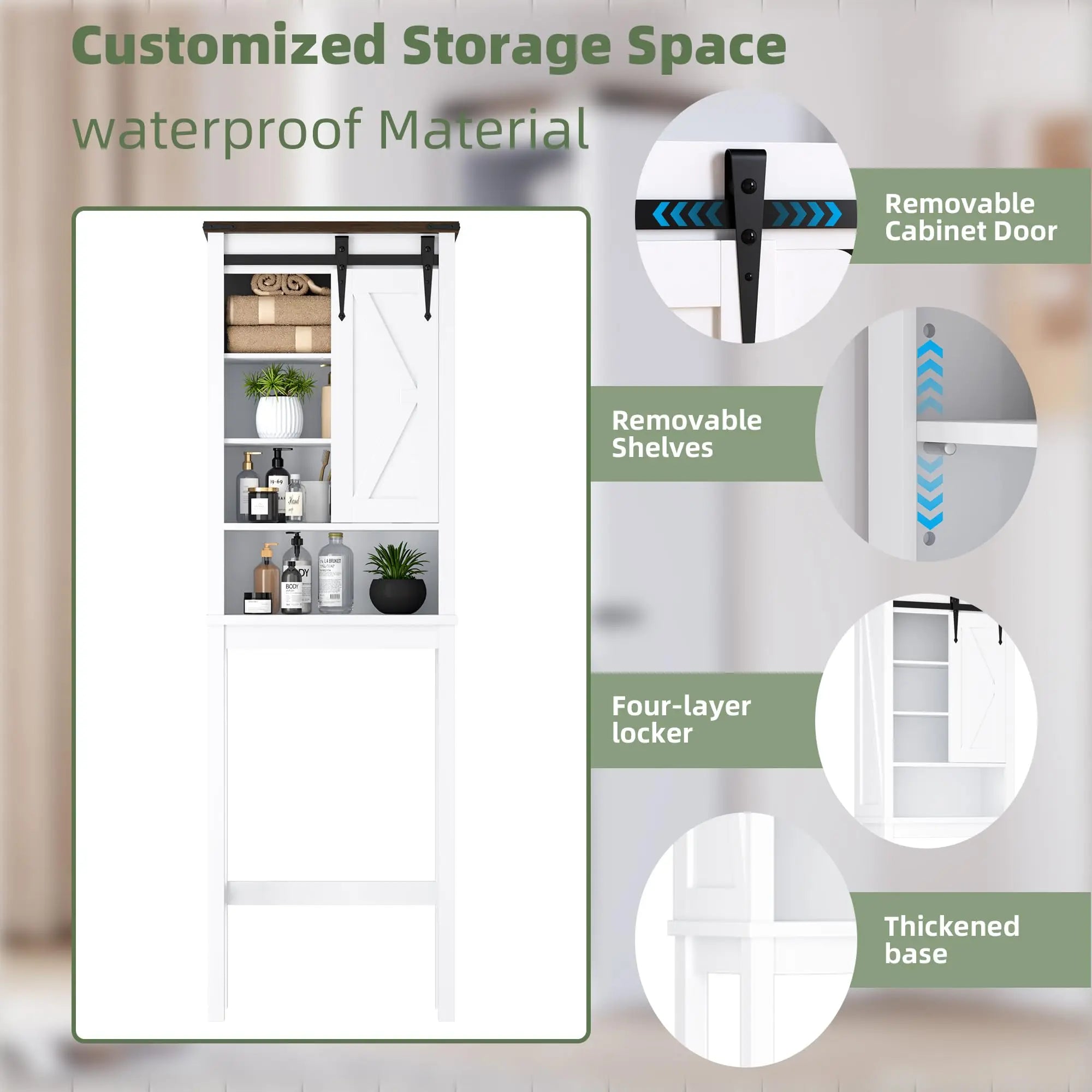 Toilet Storage Cabinet with Adjustable Shelf and Door