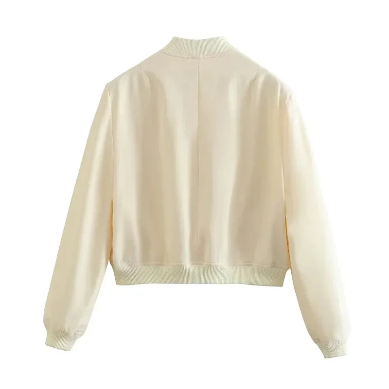 ASDS woman bomber jacket coat White autumn winter button baseball avia