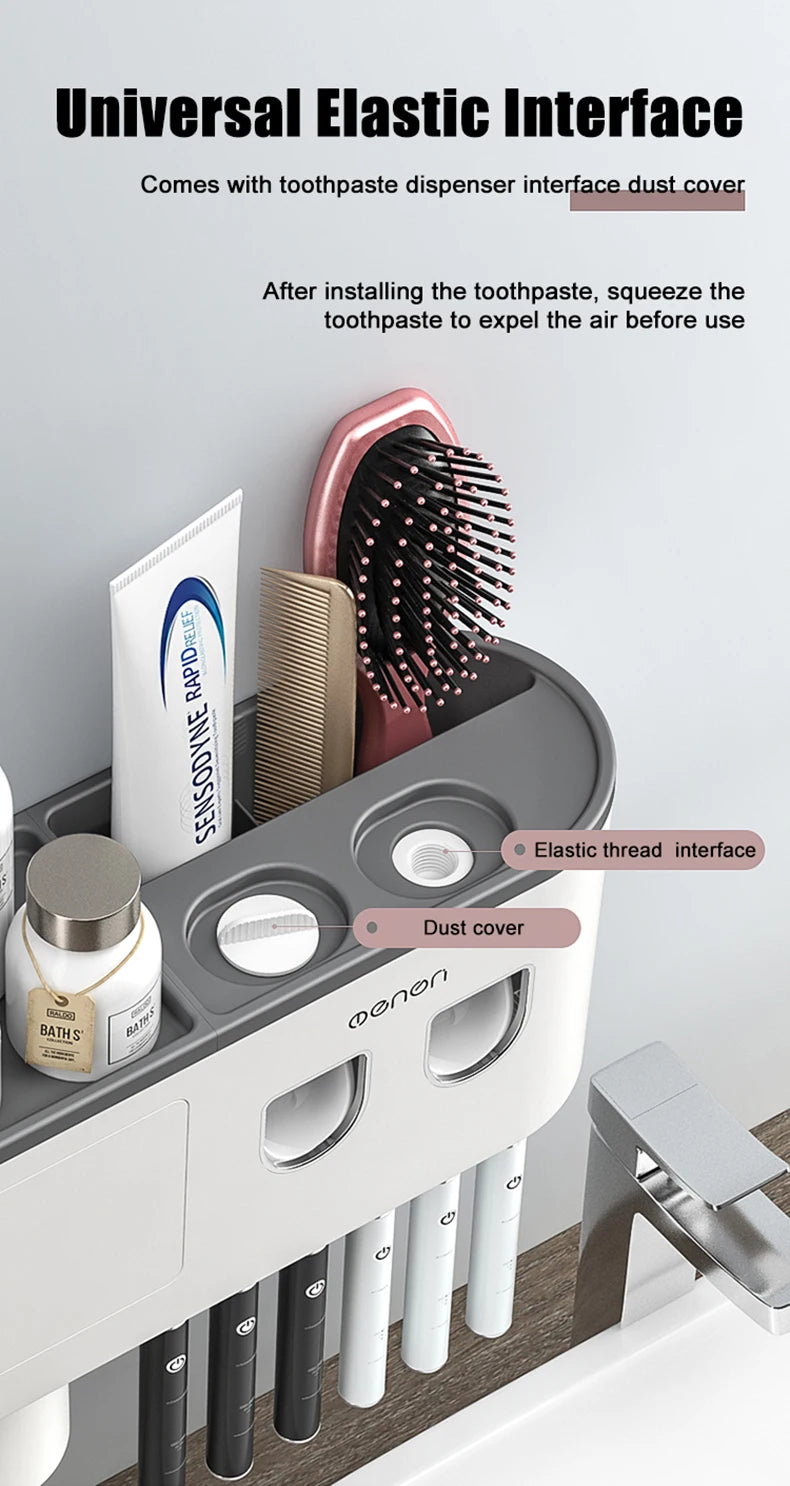 IZEFS Magnetic Adsorption Inverted Toothbrush Holder Double