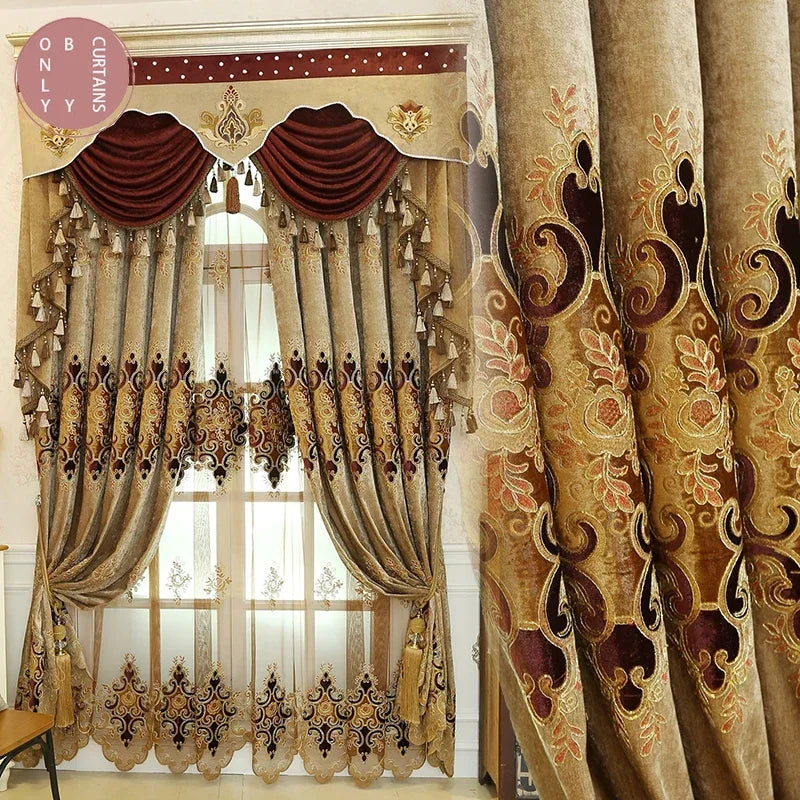 European Luxury Embroidered Curtains Living Room Curtains in USA