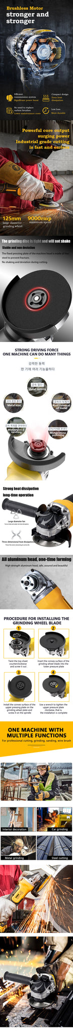 DEWALT 125MM Angle Grinder DCG406 Brushless Maglev Metal Cutting Charg