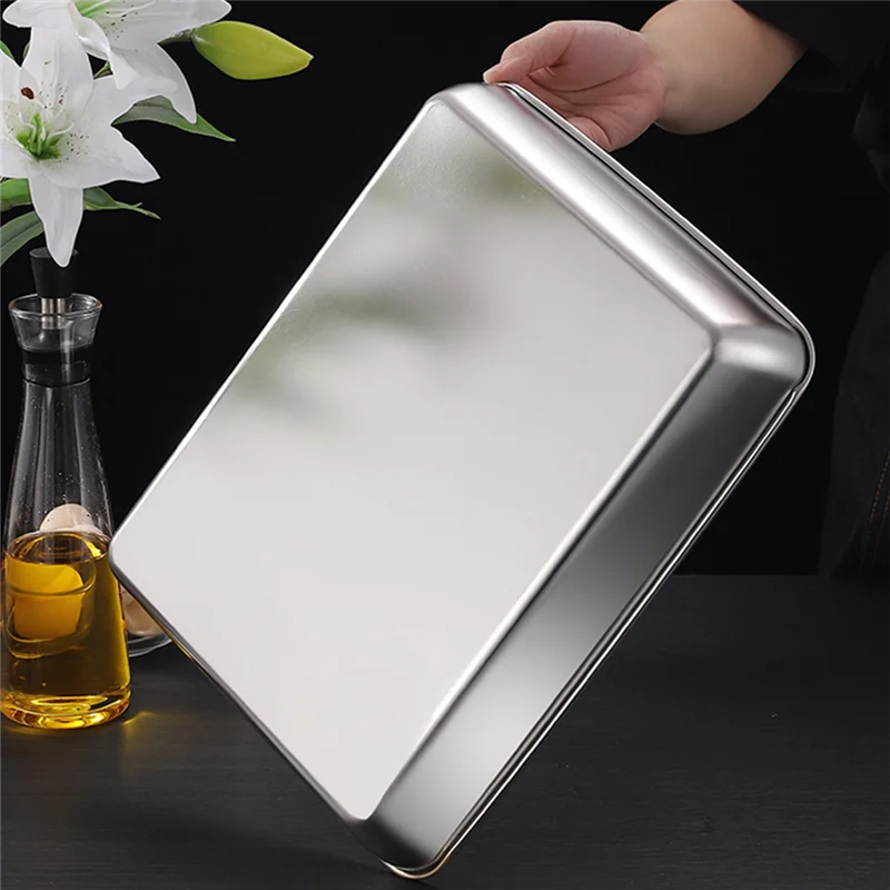 Thicken Stainless Steel Food Storage Tray Rectangular in USA.