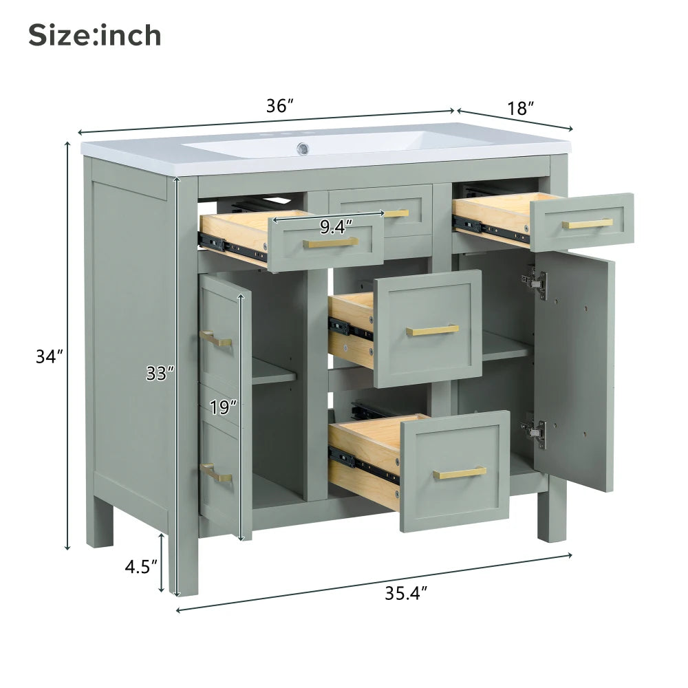 Bathroom Vanity Cabinet with Resin Integrated Sink in USA.