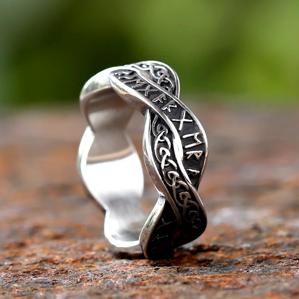 Stainless Steel Viking Nordic Celtic Festival Runes Ring in USA