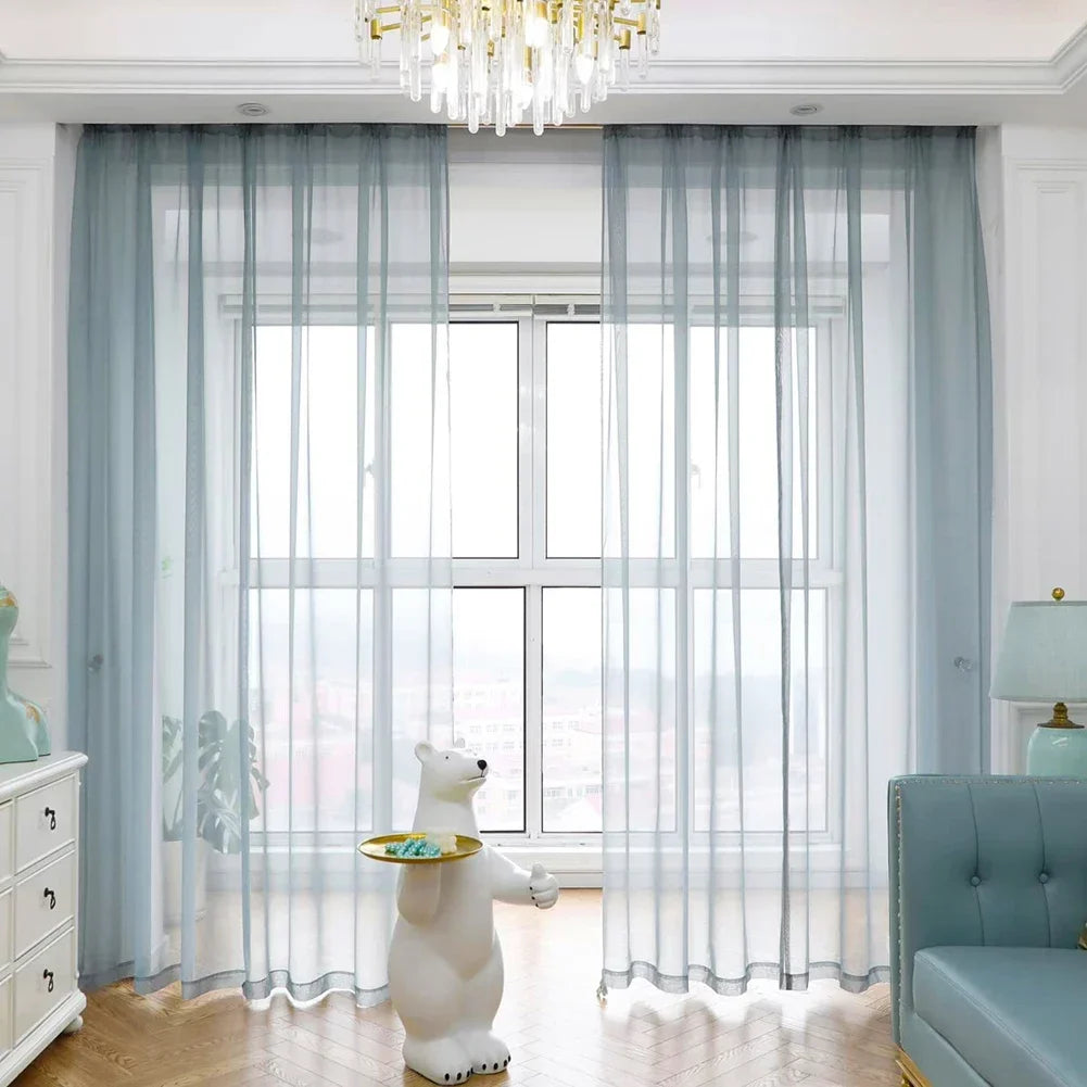 Shading Solid White Sheer Curtains Living Room Decoration in USA