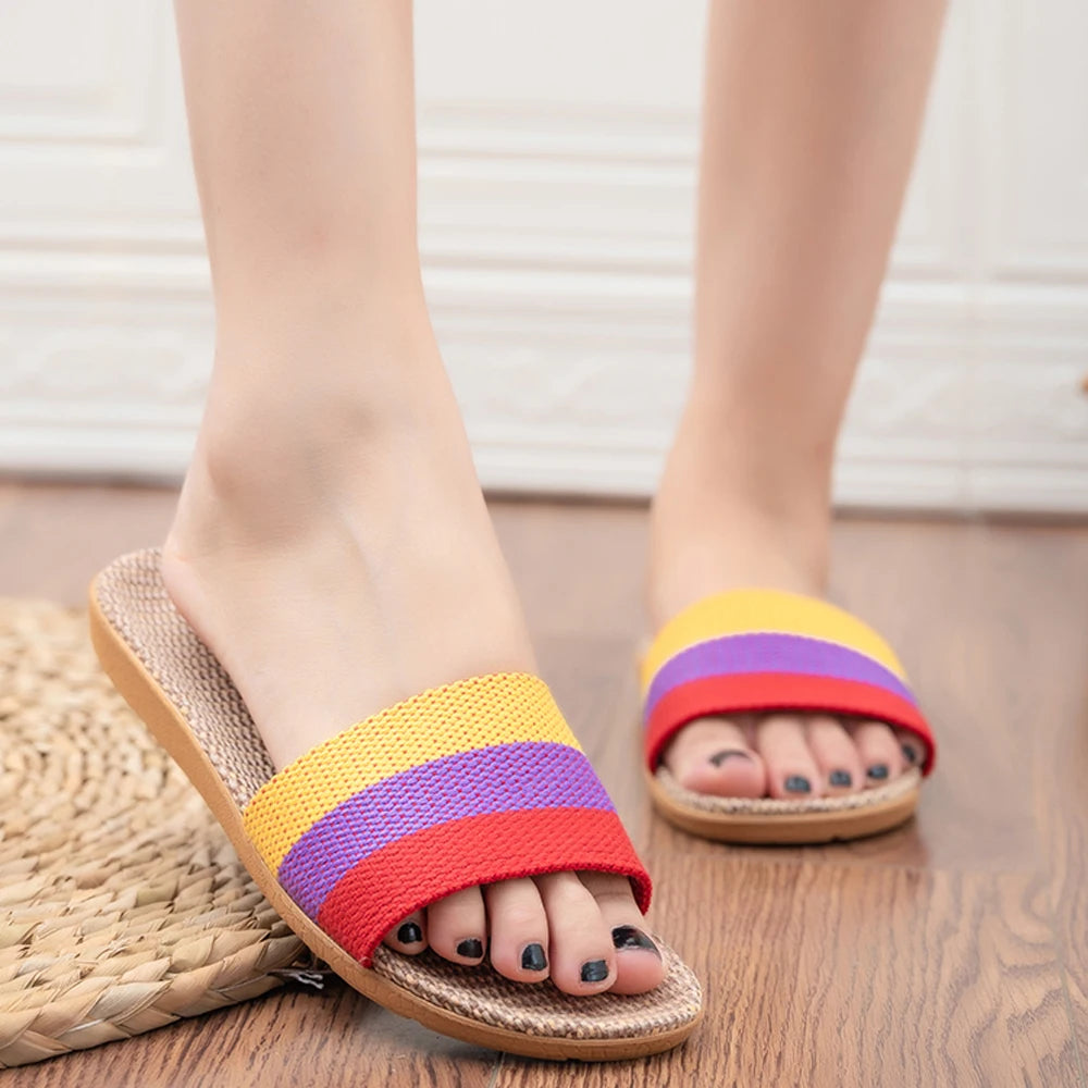 Summer Linen Women'S Slippers Flat Sandals Home in USA