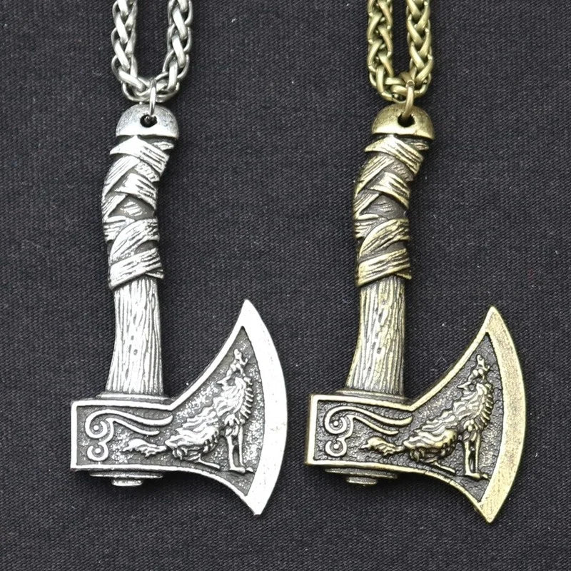 Prairie Wolf Double Sided Viking Tomahawk Pendant Necklace in USA