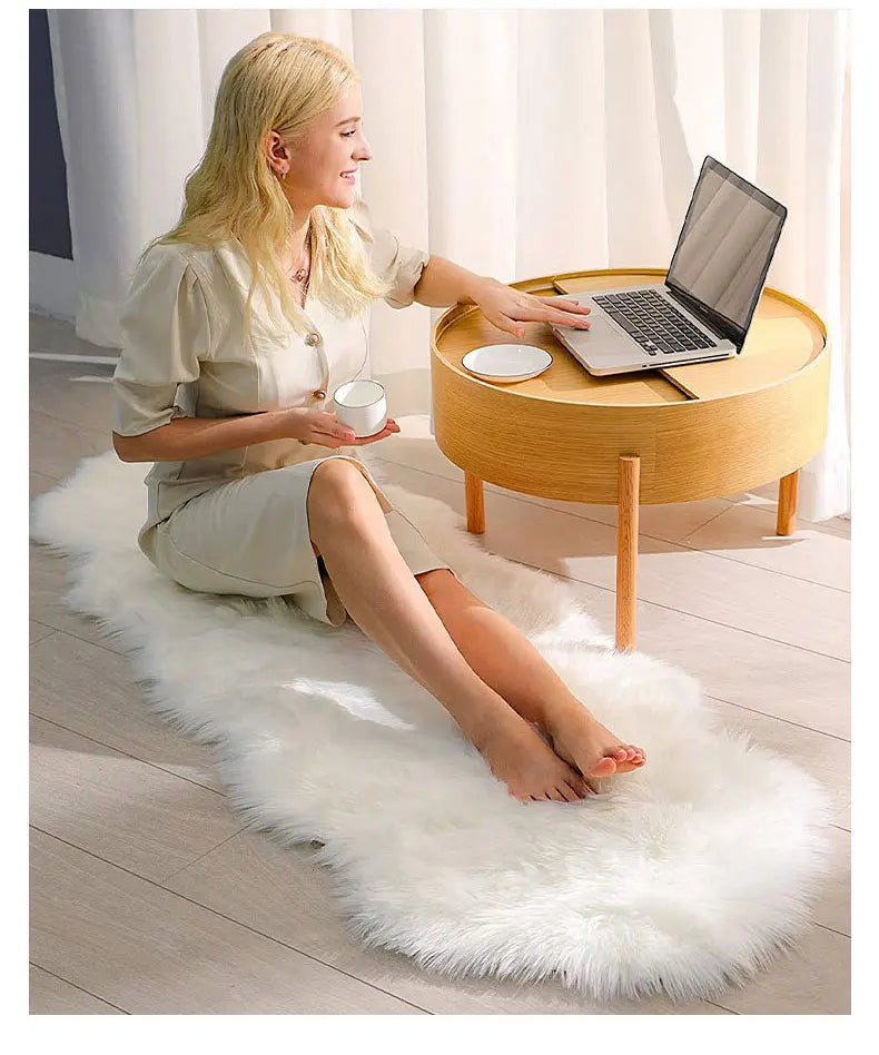 Soft Sheepskin Bedroom Carpet Imitation Wool Pad Long Hair