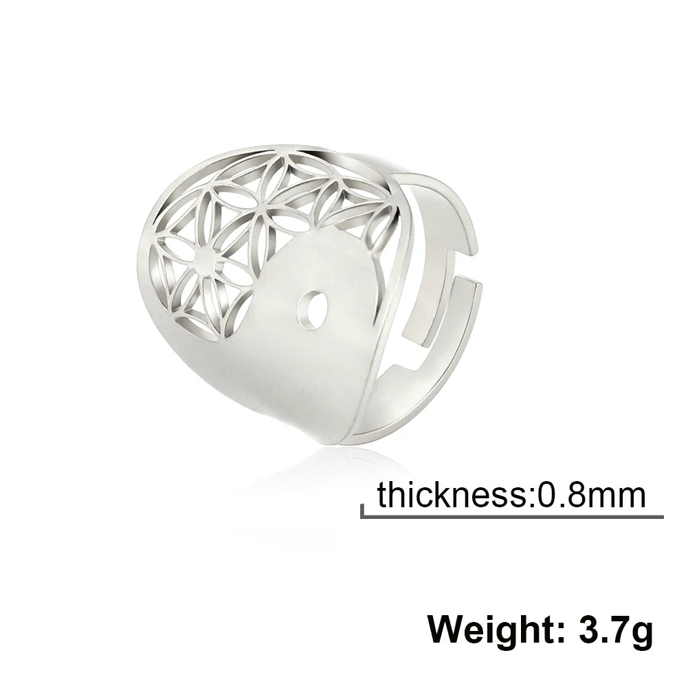 Unift Scared Geometry Flower Life Ring Adjustable Stainless Steel Ring in USA