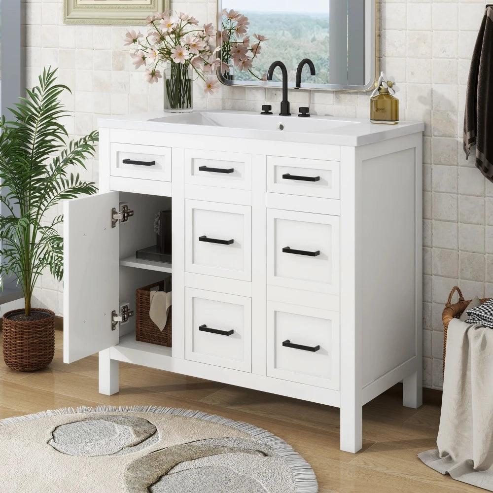 Bathroom Vanity Cabinet with Resin Integrated Sink in USA.