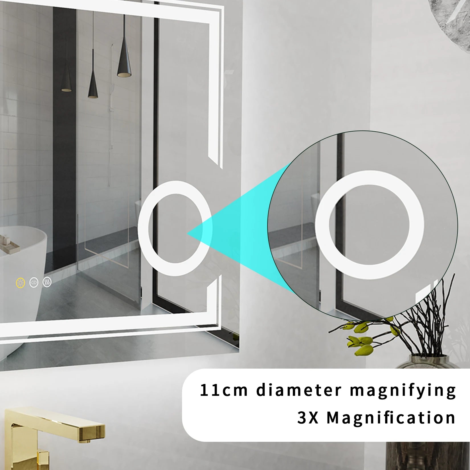 LED Mirror Bathroom Wall Mounted Magnifying Mirror Washroom