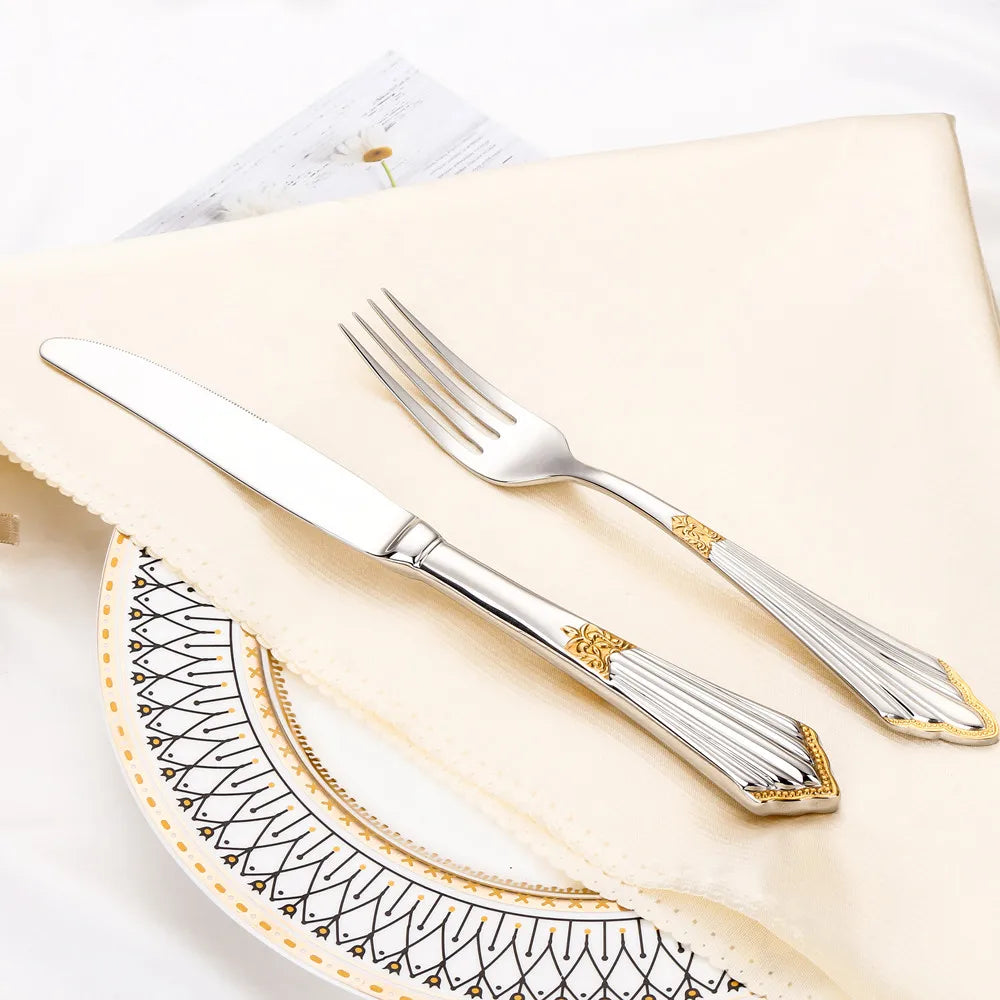 PCS Luxury Gold Plated Flatware Set Dishwasher Safe