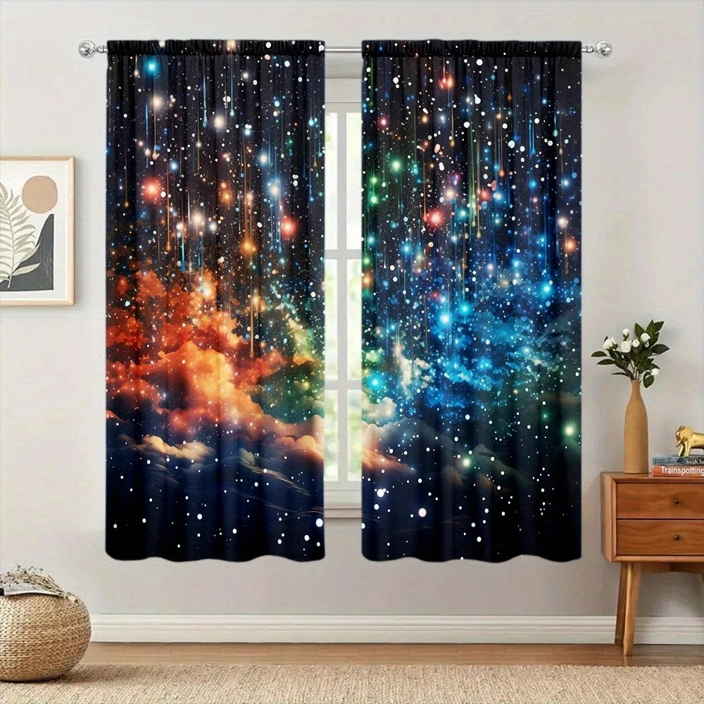 Colorful Galaxy Curtain for Home Decor - Rod Pocket Window in USA