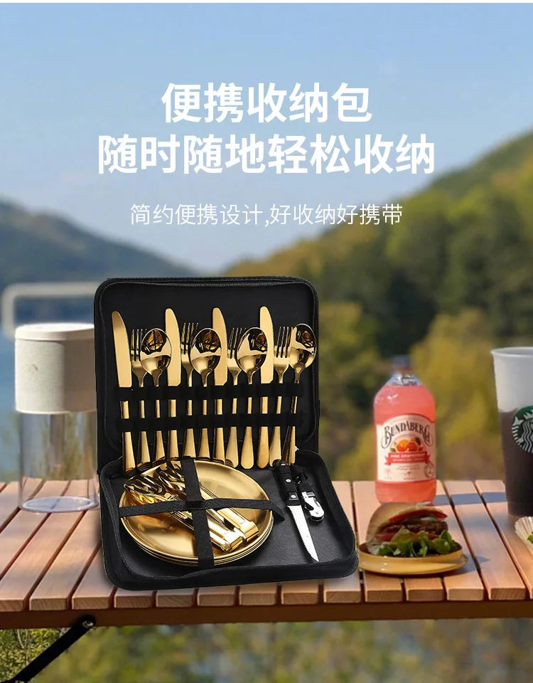 Stainless Steel Outdoor Portable Tableware Set