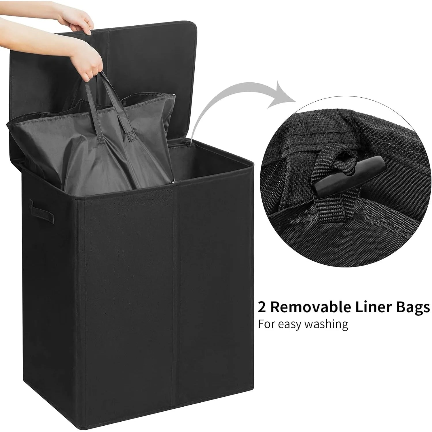 Double Laundry Hamper Lid Removable Laundry Bags in USA