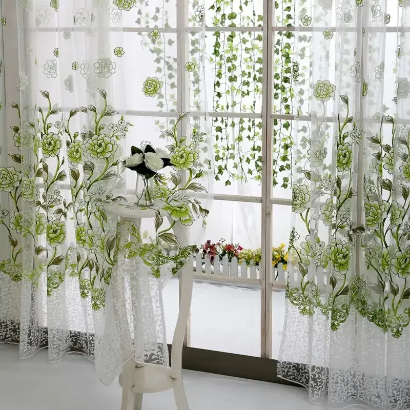 Peony Tulle Curtains Kitchen Door Window Living Room in USA