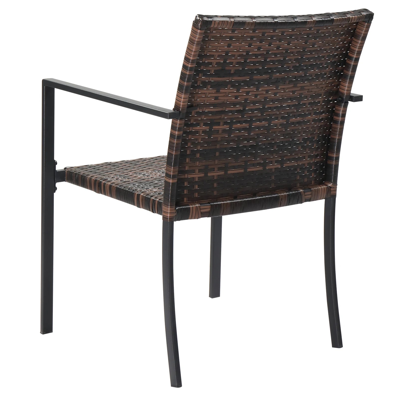 Brown Set Stackable Outdoor Wicker Patio Dining Chairs in USA.