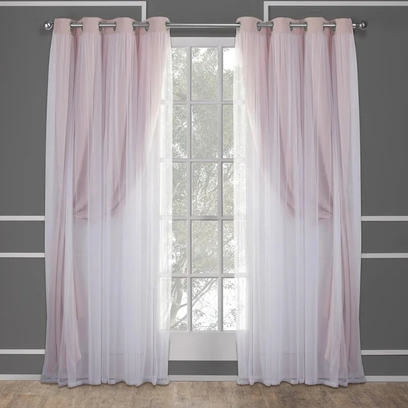 Layered Solid Room Darkening Blackout and Sheer Grommet in USA